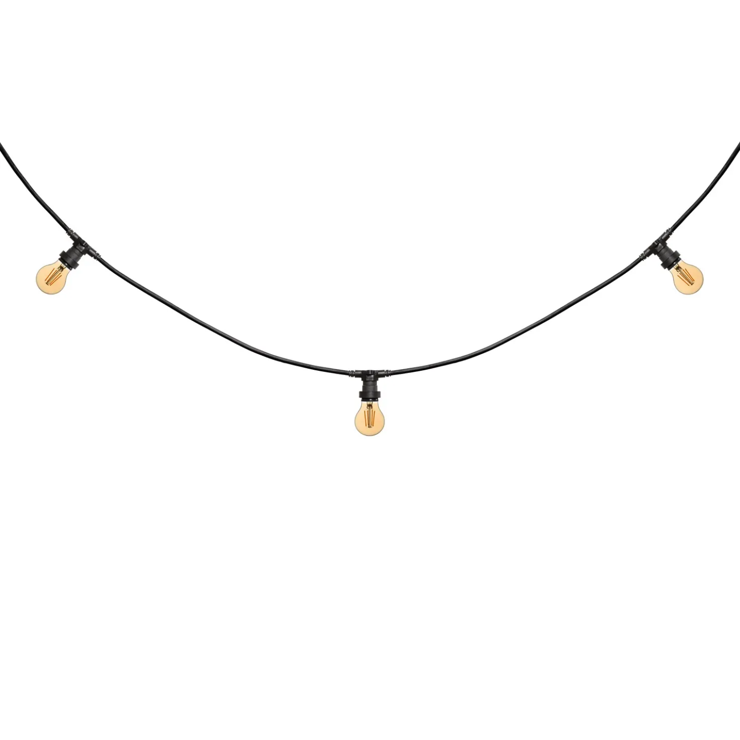 Catena 5 m, 16 lampadine led a goccia Ø 60 mm di 2 Watt, cavo nero, prolungabile