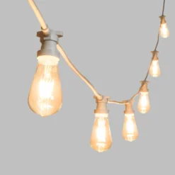 Catena 5 m, 16 lampadine led Edison Ø 64 mm di 4 watt dimmerabili, cavo bianco, prolungabile