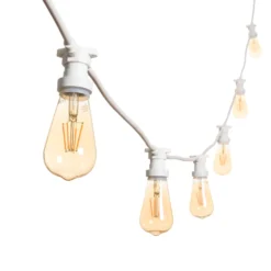 Catena 5 m, 8 lampadine led Edison Ø 64 mm di 4 watt dimmerabili, cavo bianco, prolungabile