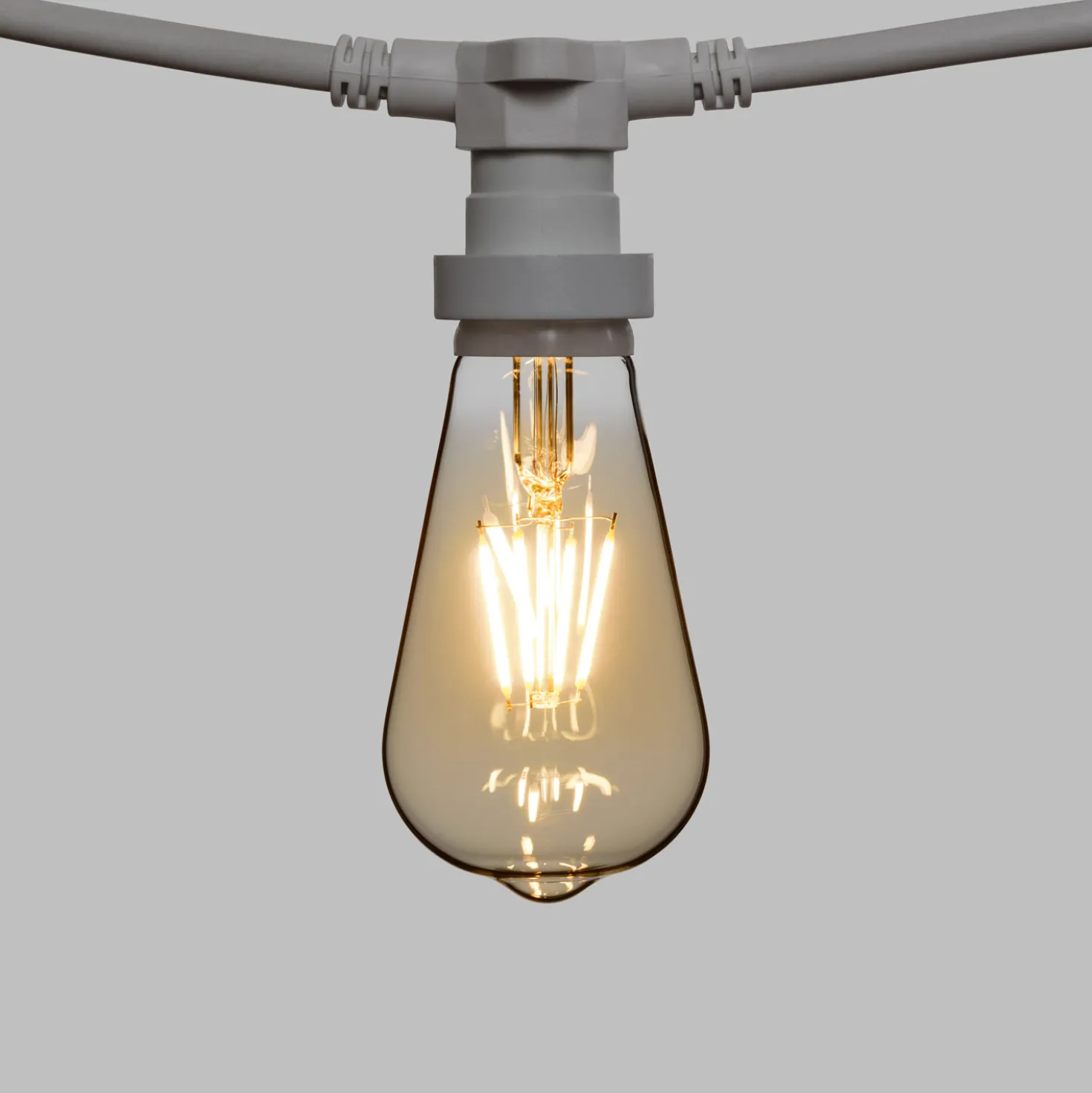 Catena 5 m, 8 lampadine led Edison Ø 64 mm di 4 Watt, cavo bianco, prolungabile