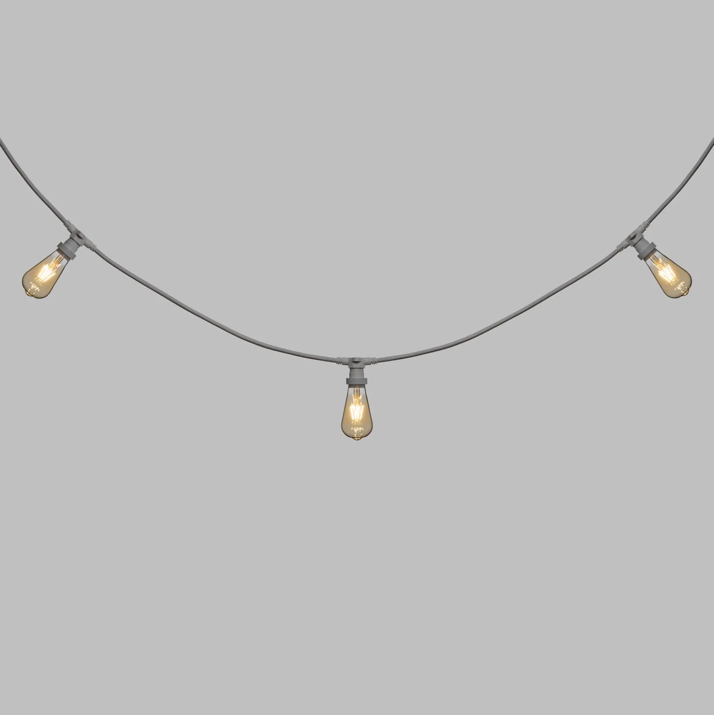 Catena 5 m, 8 lampadine led Edison Ø 64 mm di 4 Watt, cavo bianco, prolungabile