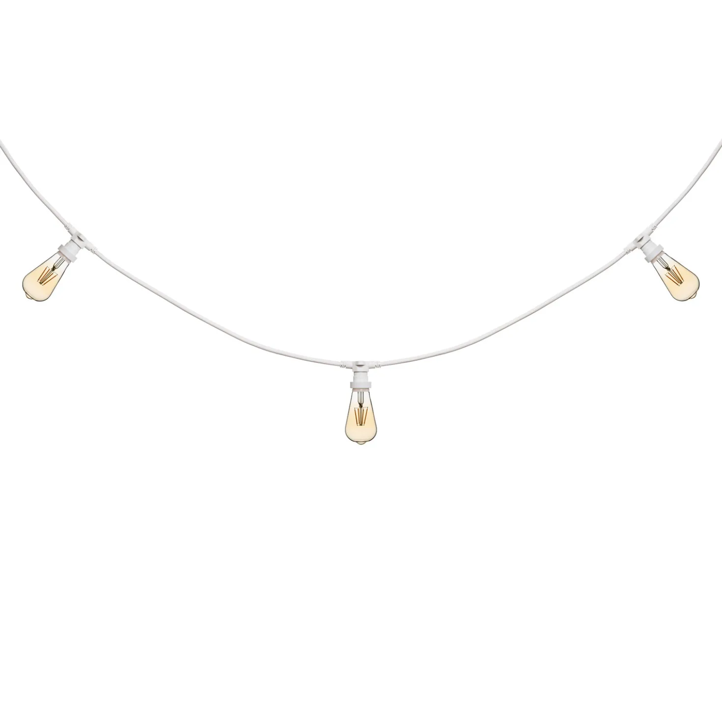 Catena 5 m, 8 lampadine led Edison Ø 64 mm di 4 Watt, cavo bianco, prolungabile