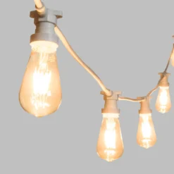 Catena 5 m, 5 lampadine led Edison Ø 64 mm di 4 watt dimmerabili, cavo bianco, prolungabile