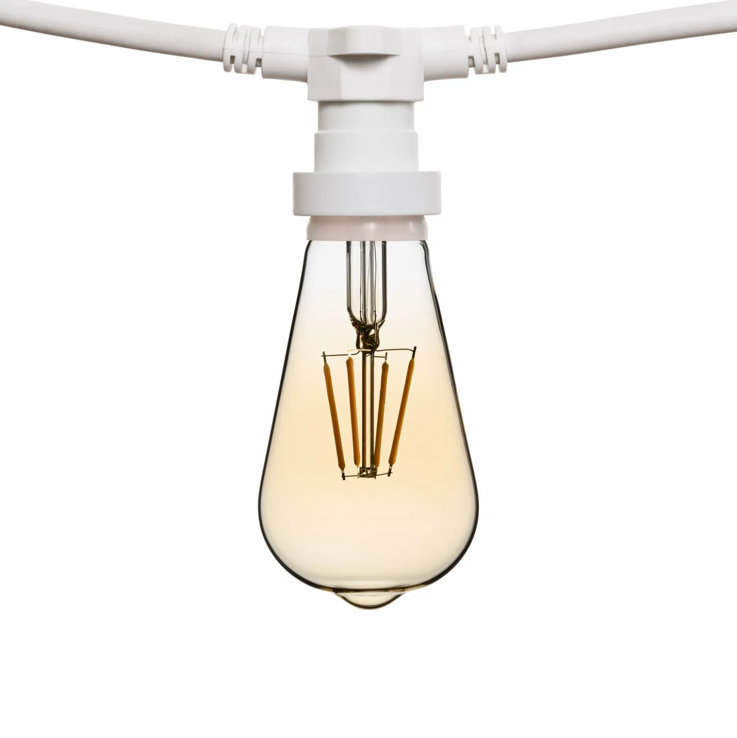 Catena 5 m, 5 lampadine led Edison Ø 64 mm da 4 Watt, cavo bianco, prolungabile