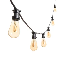 Catena 5 m, 16 lampadine led Edison Ø 64 mm di 4 watt dimmerabili, cavo nero, prolungabile