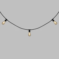 Catena 5 m, 16 lampadine led Edison Ø 64 mm di 4 watt dimmerabili, cavo nero, prolungabile