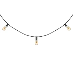 Catena 5 m, 16 lampadine led Edison Ø 64 mm di 4 watt dimmerabili, cavo nero, prolungabile