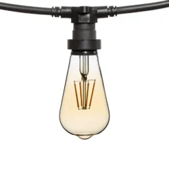 Catena 5 m, 16 lampadine led Edison Ø 64 mm di 4 watt dimmerabili, cavo nero, prolungabile