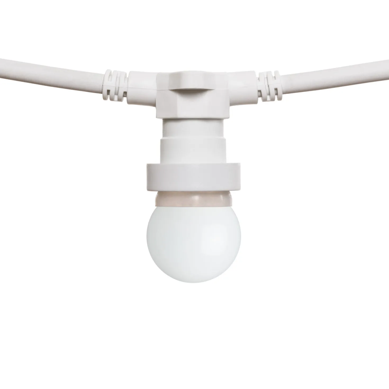 Catena 5 m, 16 lampadine led globo Ø 45 mm di 1,2 Watt, cavo bianco, prolungabile