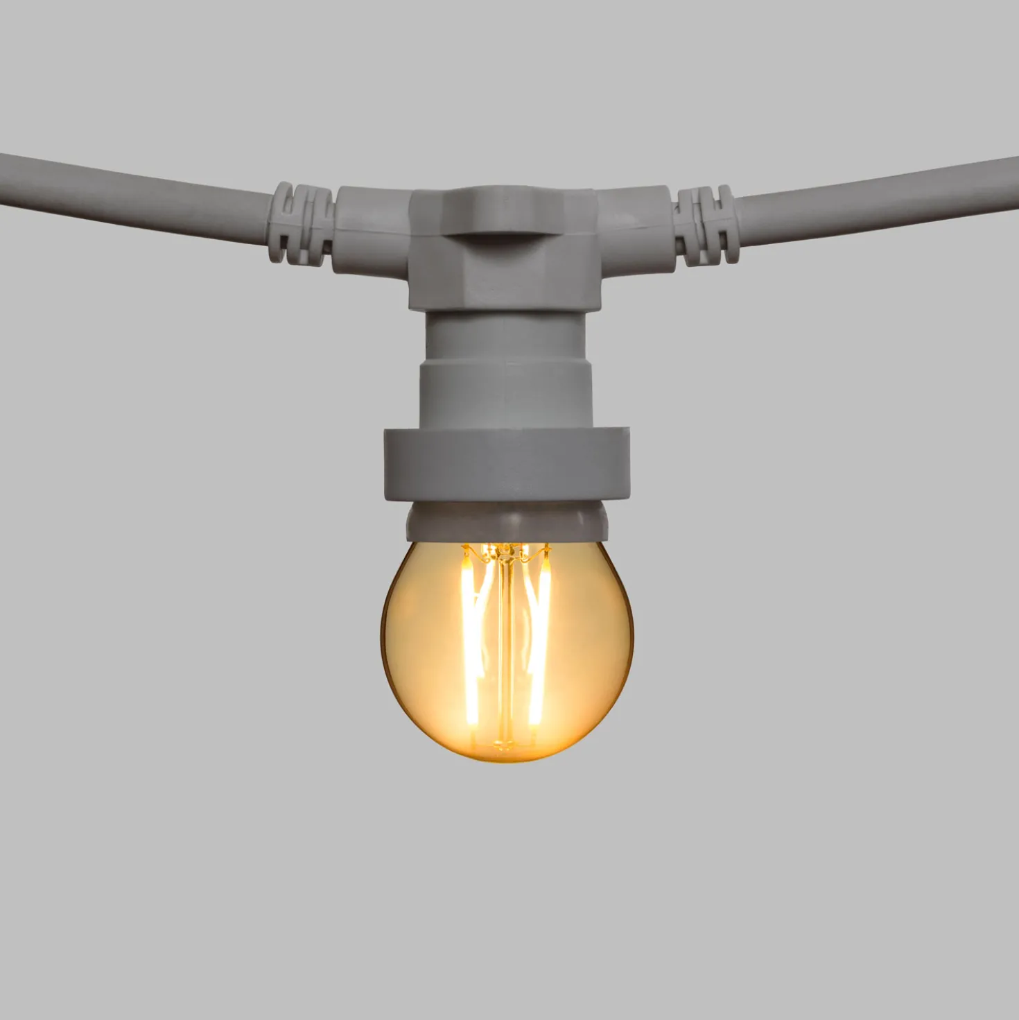 Catena 5 m, 8 lampadine led globo Ø 45 mm di 2 Watt, cavo bianco, prolungabile