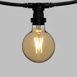 Catena 5 m, 16 lampadine led globo Ø 95 mm di 4 Watt, cavo nero, prolungabile