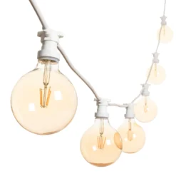 Catena 5 m, 8 lampadine led globo Ø 125 mm di 4 Watt, cavo bianco, prolungabile