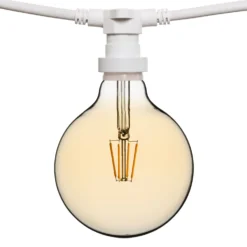 Catena 5 m, 8 lampadine led globo Ø 125 mm di 4 Watt, cavo bianco, prolungabile