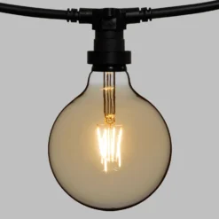 Catena 5 m, 5 lampadine led globo Ø 125 mm di 8 Watt, dimmerabili, cavo nero, prolungabile