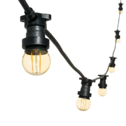 Catena 5 m, 16 lampadine led globo Ø 45 mm di 2 Watt, cavo nero, prolungabile