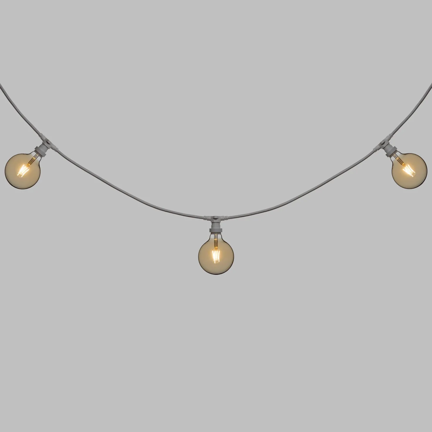 Catena 5 m, 8 lampadine led globo Ø 125 mm di 8 Watt dimmerabili, cavo bianco, prolungabile