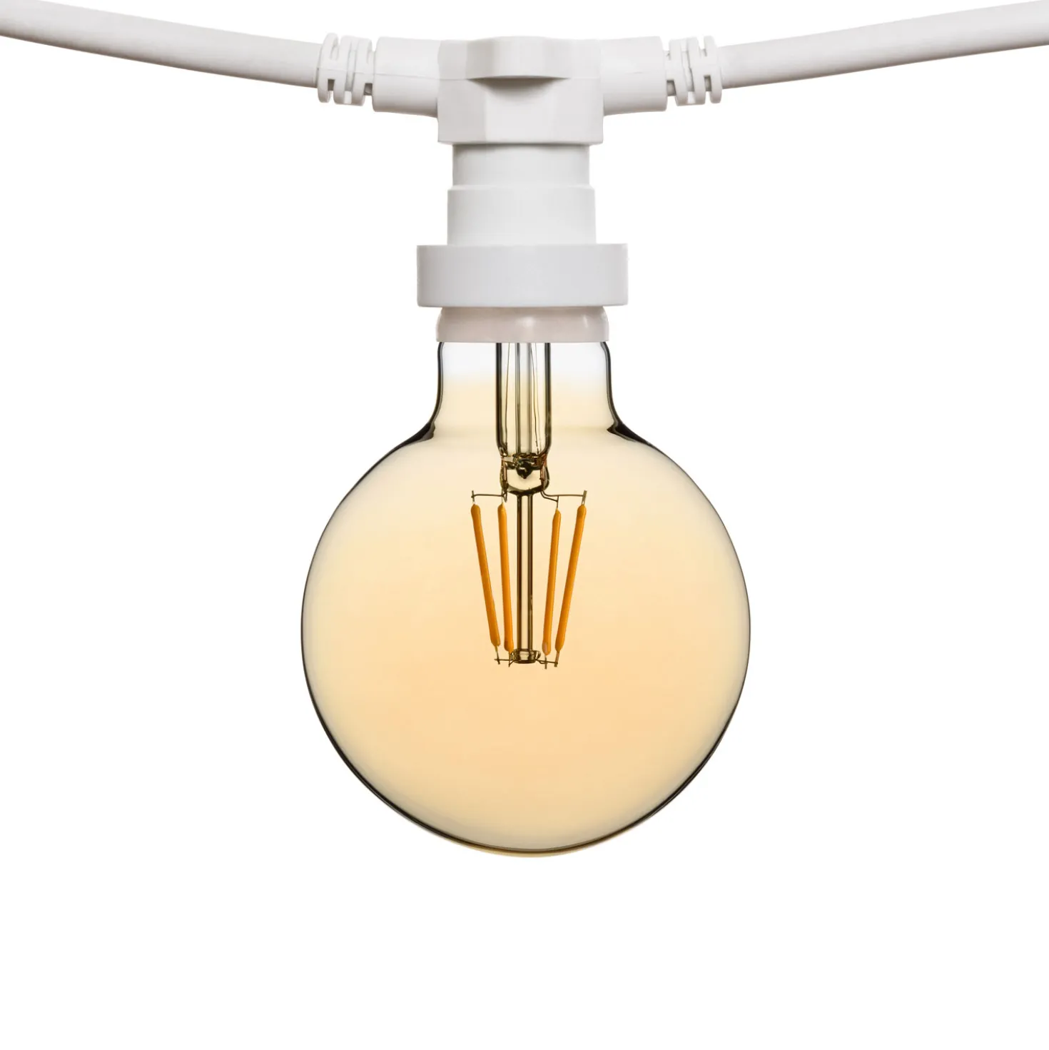 Catena 5 m, 16 lampadine led globo Ø 95 mm di 4 Watt, cavo bianco, prolungabile