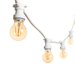 Catena 5 m, 5 lampadine led goccia Ø 60 mm da 4 Watt, cavo bianco, prolungabile