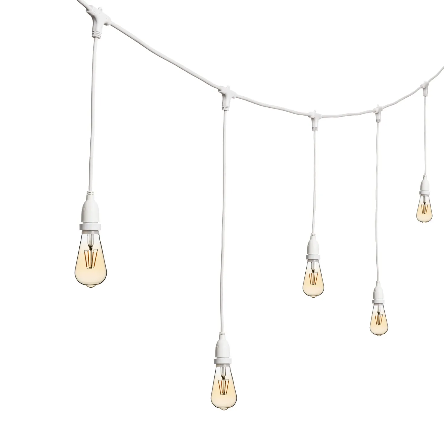 Catena 5 m, 8 lampadine led pendenti Edison Ø 64 mm di 4 Watt, h 70 cm, prolungabile