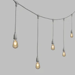 Catena 5 m, 8 lampadine led pendenti Edison Ø 64 mm di 4 Watt, h 70 cm, prolungabile