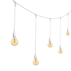 Catena 5 m, 8 lampadine led pendenti globo Ø 95 mm da 4 watt dimmerabili, h 70 cm, prolungabile