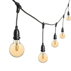 Catena 5 m, 8 lampadine led pendenti globo Ø 95 mm da 4 watt dimmerabili, h 30 cm, prolungabile