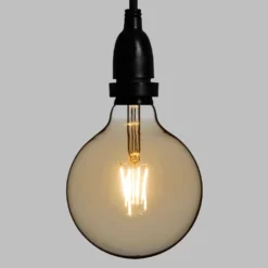 Catena 5 m, 8 lampadine led pendenti globo Ø 125 mm di 4 Watt, h 30 cm, prolungabile