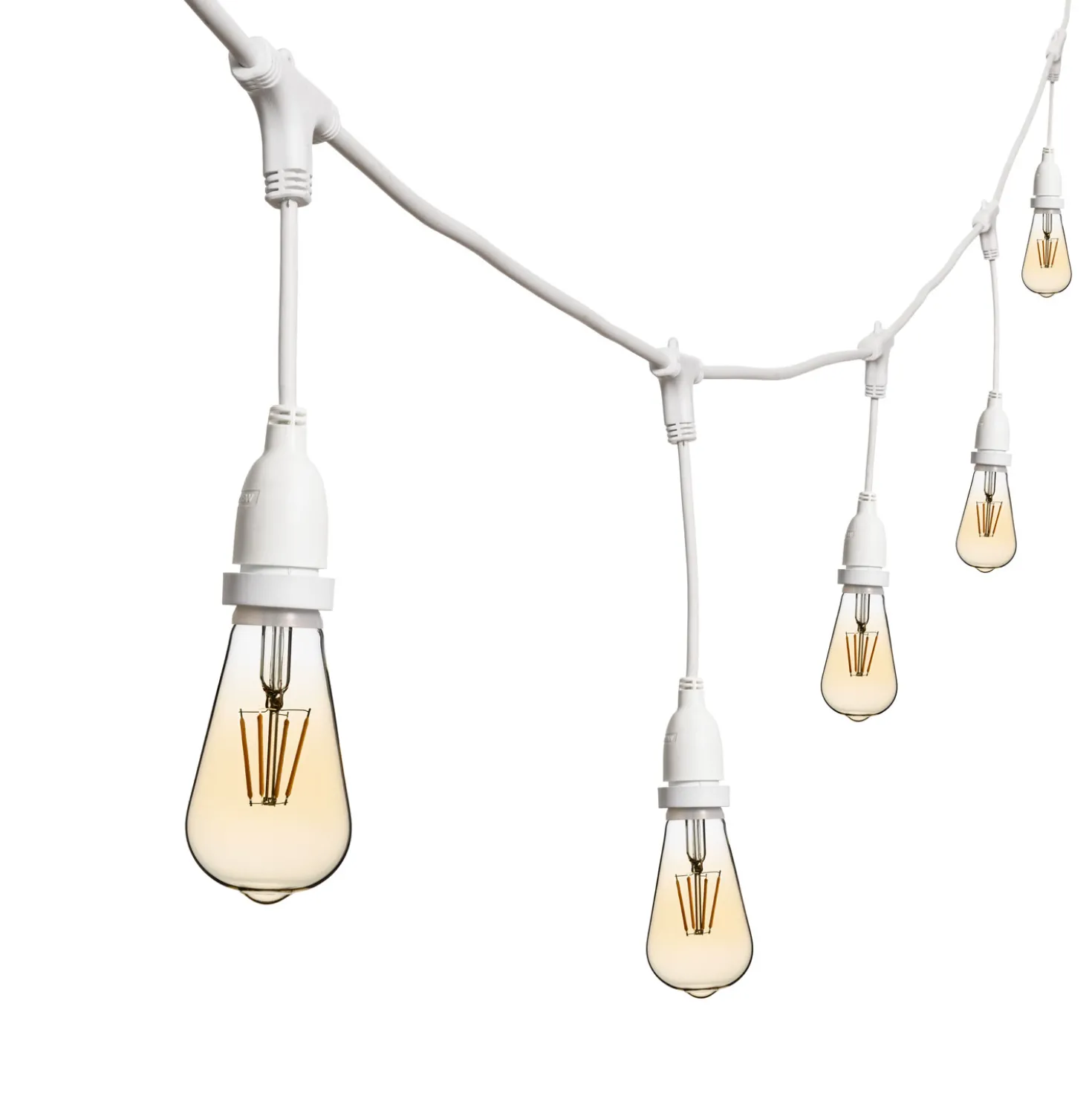 Catena 5 m, 8 lampadine led pendenti Edison Ø 64 mm di 4 Watt, h 30 cm, prolungabile
