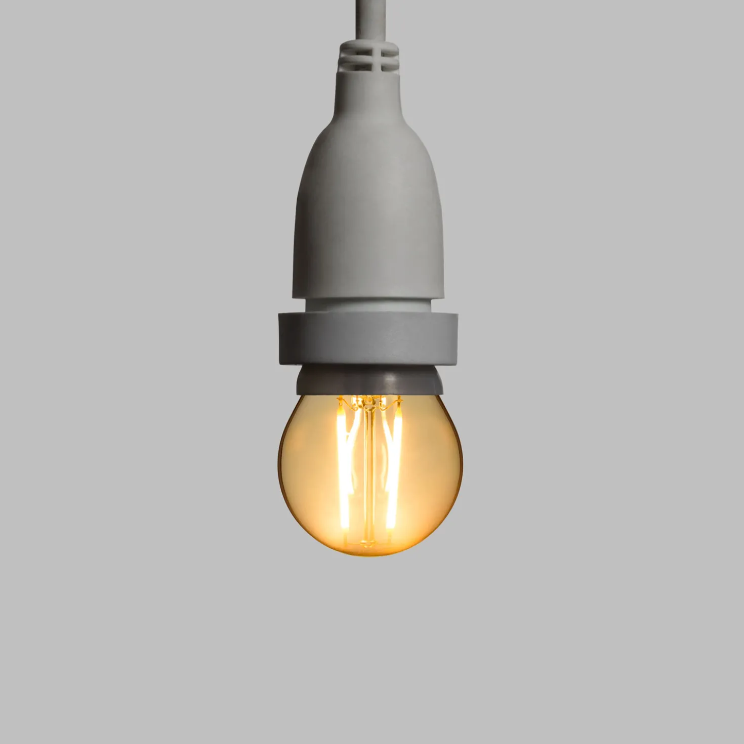 Catena 5 m, 8 lampadine led pendenti globo Ø 45 mm di 2 Watt, h 30 cm, prolungabile