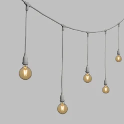 Catena 5 m, 8 lampadine led pendenti globo Ø 95 mm 8 Watt dimmerabili, h 70 cm, prolungabile