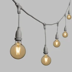 Catena 5 m, 8 lampadine led pendenti globo Ø 95 mm 8 Watt dimmerabili, h 30 cm, prolungabile