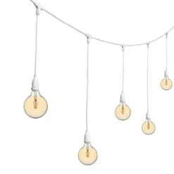 Catena 5 m, 8 lampadine led pendenti globo Ø 125 mm 8 Watt dimmerabili, h 70 cm, prolungabile