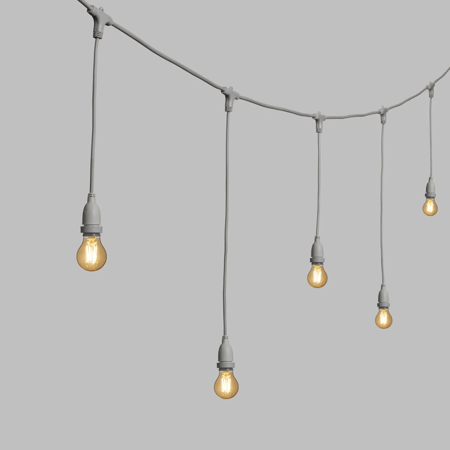 Catena 5 m, 8 lampadine led pendenti goccia Ø 60 mm 4 Watt, dimmerabili, h 70 cm, prolungabile