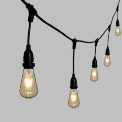 Catena 5 m, 8 lampadine led pendenti Edison Ø 64 mm di 4 Watt, h 30 cm, prolungabile