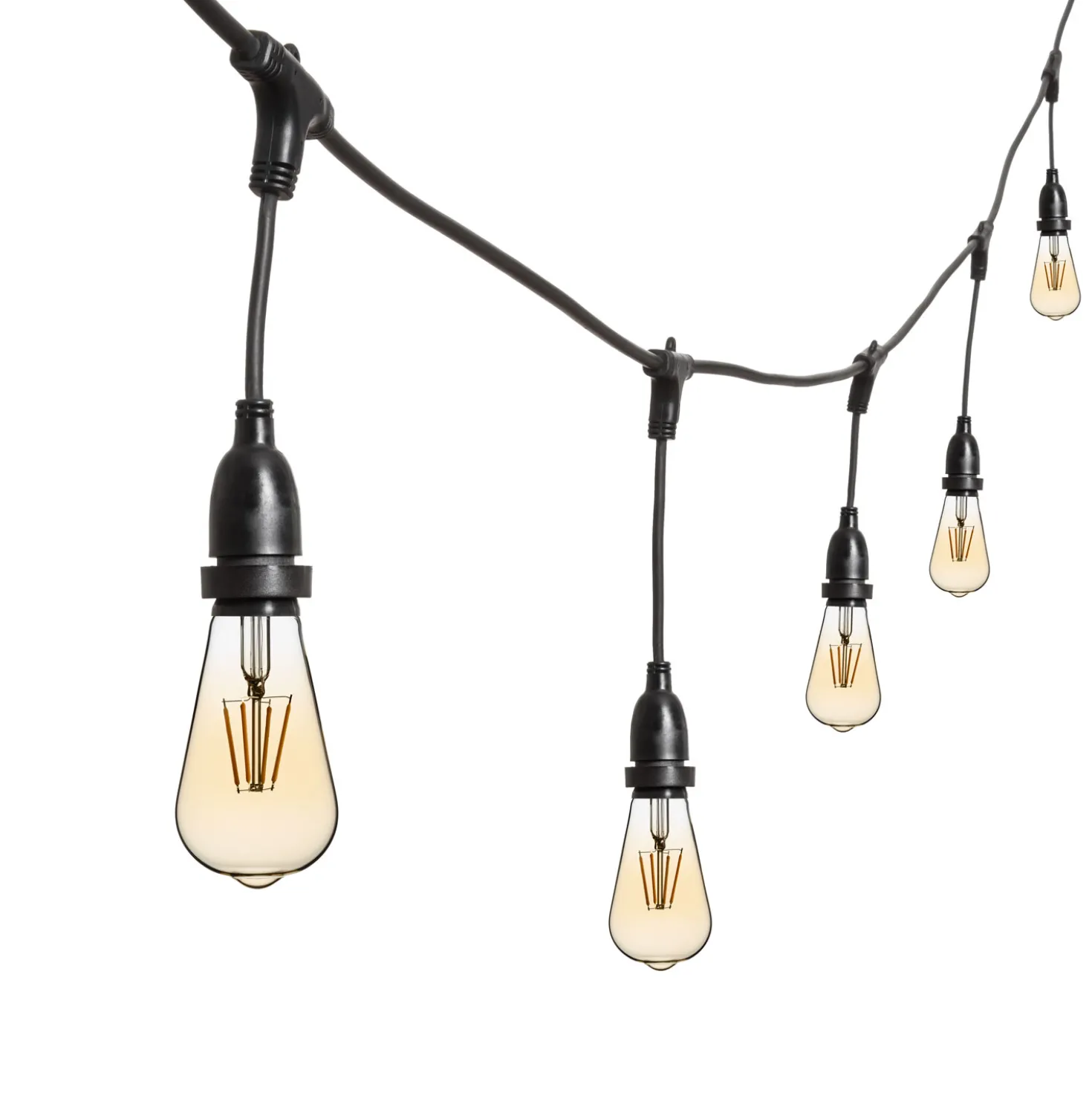 Catena 5 m, 8 lampadine led pendenti Edison Ø 64 mm di 4 Watt, h 30 cm, prolungabile