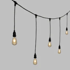 Catena 5 m, 8 lampadine led pendenti Edison Ø 64 mm di 4 Watt, h 70 cm, prolungabile