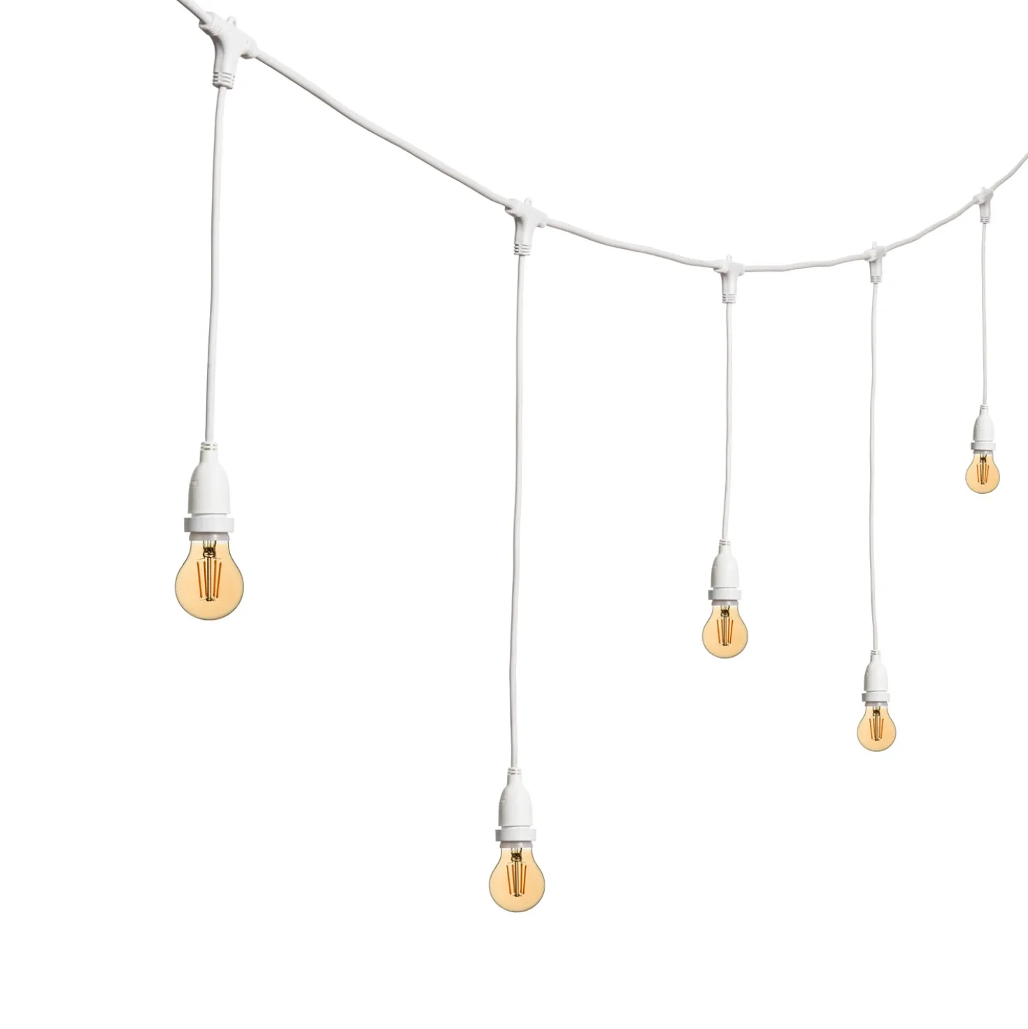 Catena 5 m, 8 lampadine led pendenti goccia Ø 60 mm di 4 Watt, h 70 cm, prolungabile