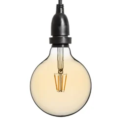 Catena 5 m, 8 lampadine led pendenti globo Ø 125 mm 8 Watt dimmerabili, h 30 cm, prolungabile