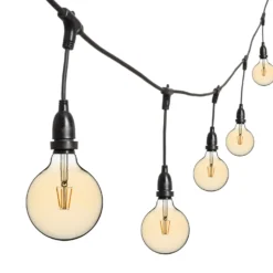 Catena 5 m, 8 lampadine led pendenti globo Ø 125 mm 8 Watt dimmerabili, h 30 cm, prolungabile