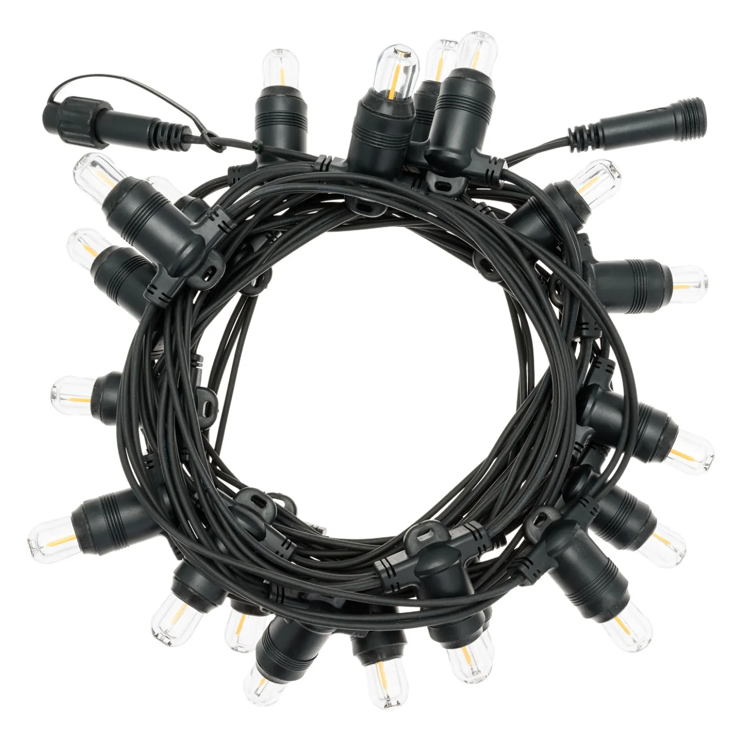 Catena 6 m, 20 lampadine Ø 18 mm, filament led bianco caldo, prolungabile, senza presa