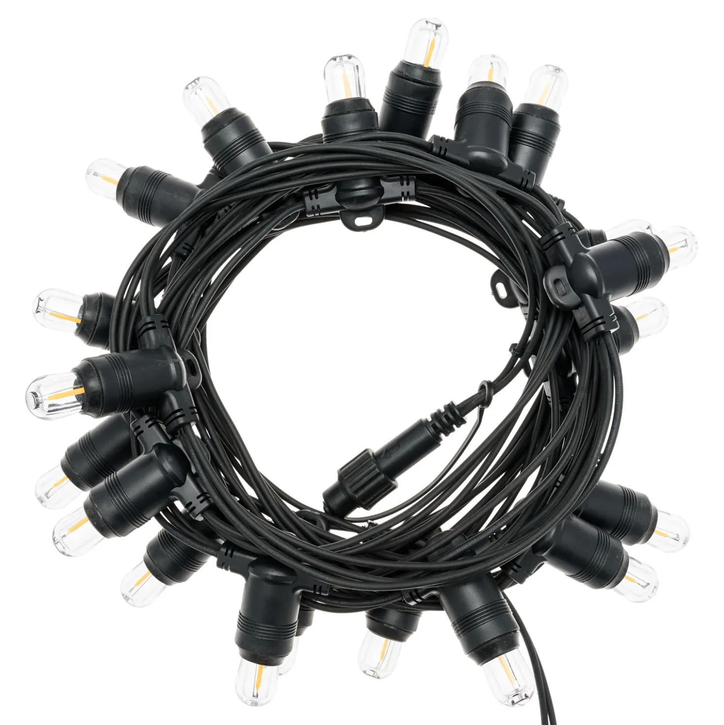 Catena 6 m, 20 lampadine Ø 18 mm, filament led bianco caldo, prolungabile, senza presa