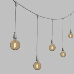 Catena 5 m, 8 lampadine pendenti globo Ø 125 mm, h 70 cm, led a spirale, prolungabile