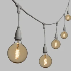 Catena 5 m, 8 lampadine pendenti globo Ø 125 mm, h 30 cm, led a spirale, prolungabile