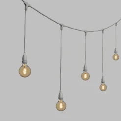 Catena 5 m, 8 lampadine pendenti globo Ø 95 mm, h 70 cm, led a spirale, prolungabile