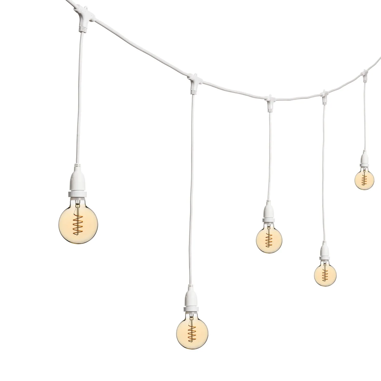 Catena 5 m, 8 lampadine pendenti globo Ø 95 mm, h 70 cm, led a spirale, prolungabile