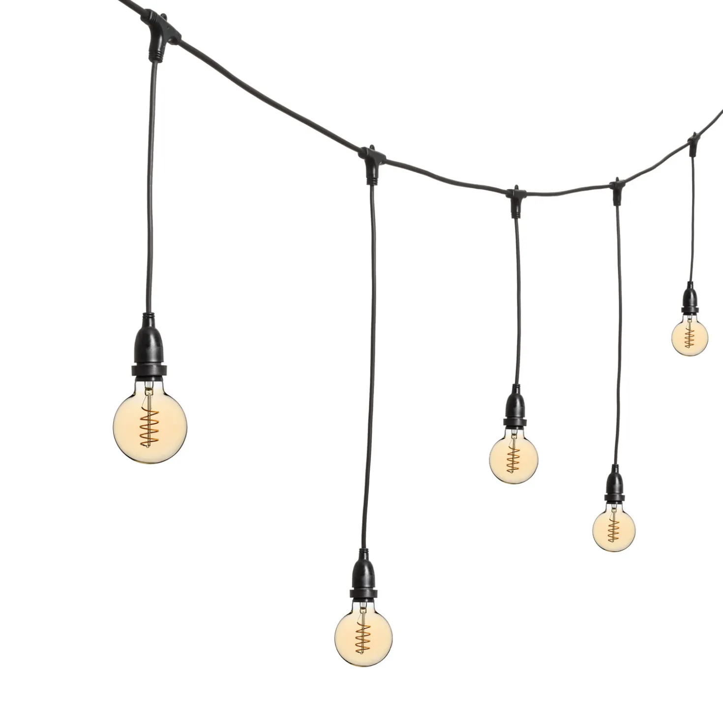 Catena 5 m, 8 lampadine pendenti globo Ø 95 mm, h 70 cm, led a spirale, prolungabile