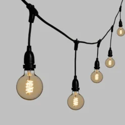 Catena 5 m, 8 lampadine pendenti globo Ø 95 mm, h 30 cm, led a spirale, prolungabile