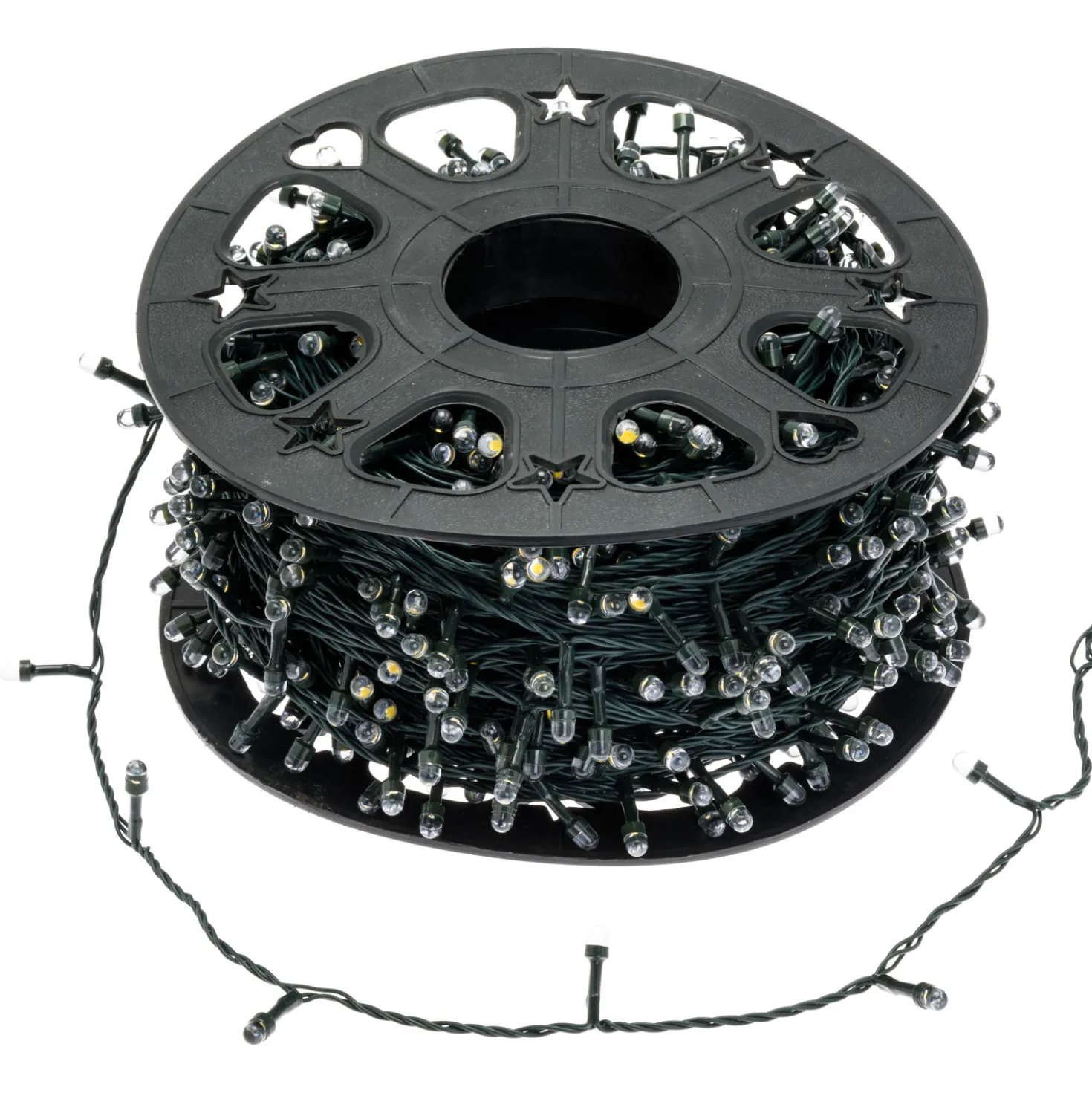 Catena 100 m, 1000 Led Convex Ø 8 mm, bianco caldo, cavo verde