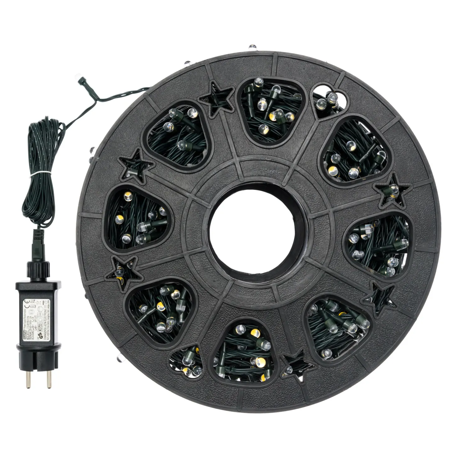 Catena 100 m, 1000 Led Convex Ø 8 mm, bianco caldo, cavo verde