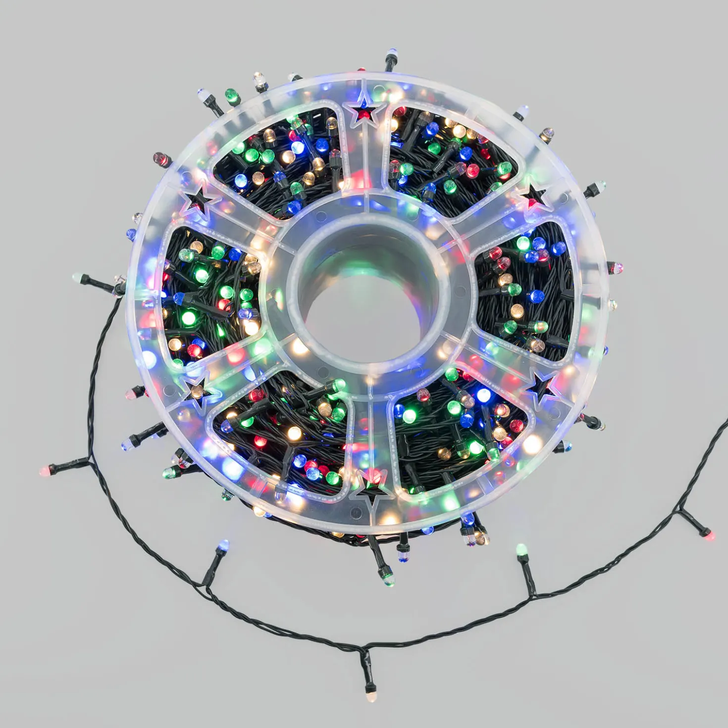 Catena 100 m, 1000 led Convex Ø 6.8 mm, multicolor, cavo verde